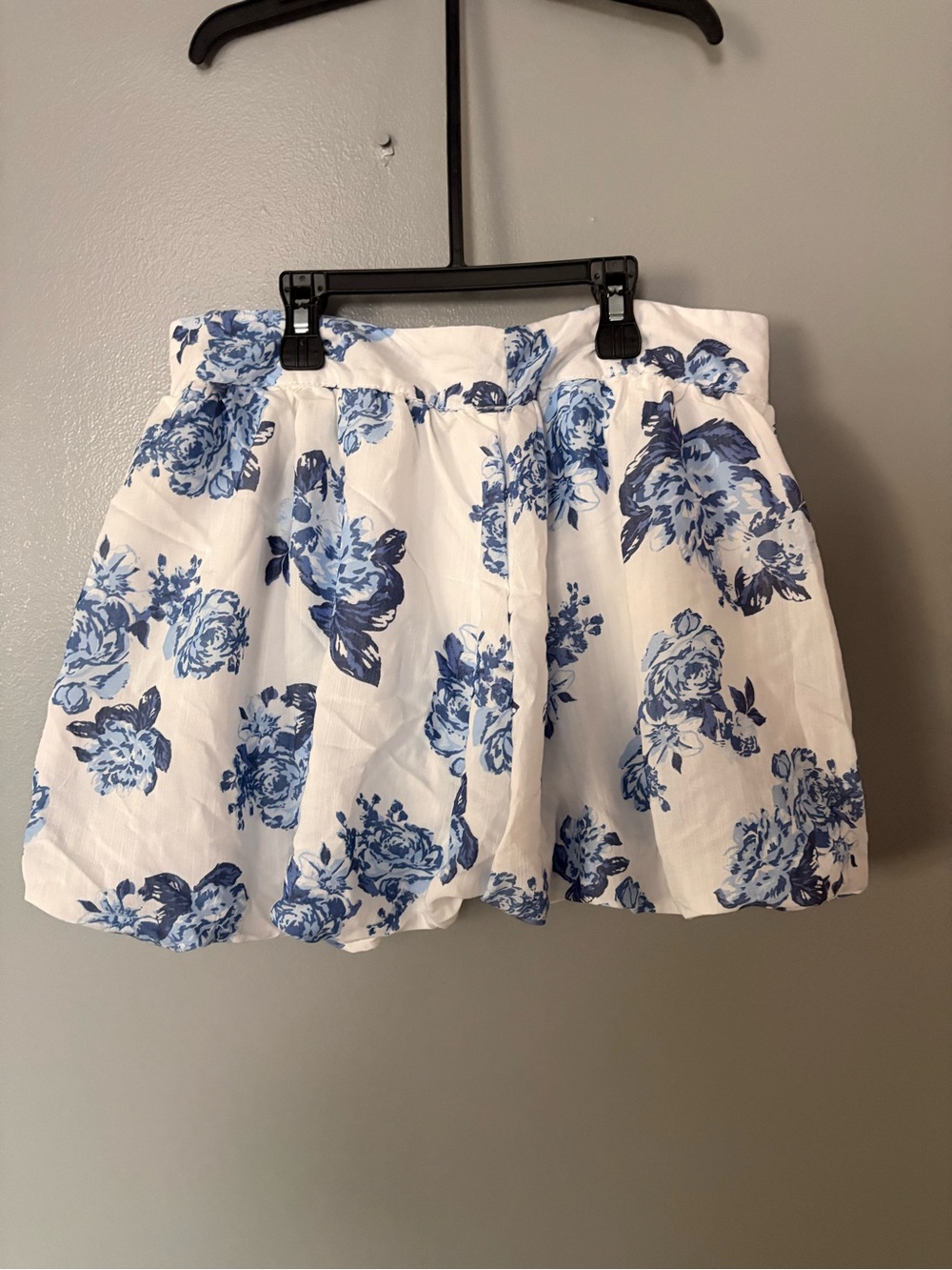 Girls White Skirt with Blue Floral Print